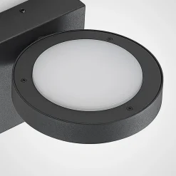 Terrassebelysning ^ Lucande udendørs LED-væglampe Belna, metal, IP65, antracit