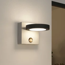 Lucande Væglampe Med Sensor|Terrassebelysning > udendørs LED-væglampe Belna, beton, sensor, IP54