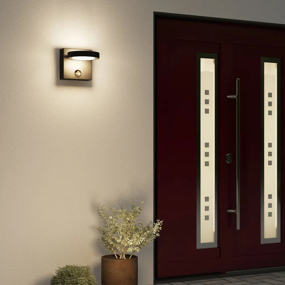 Væglampe Med Sensor|Væglamper ^ Lucande udendørs LED-væglampe Belna, metal, sensor, IP54