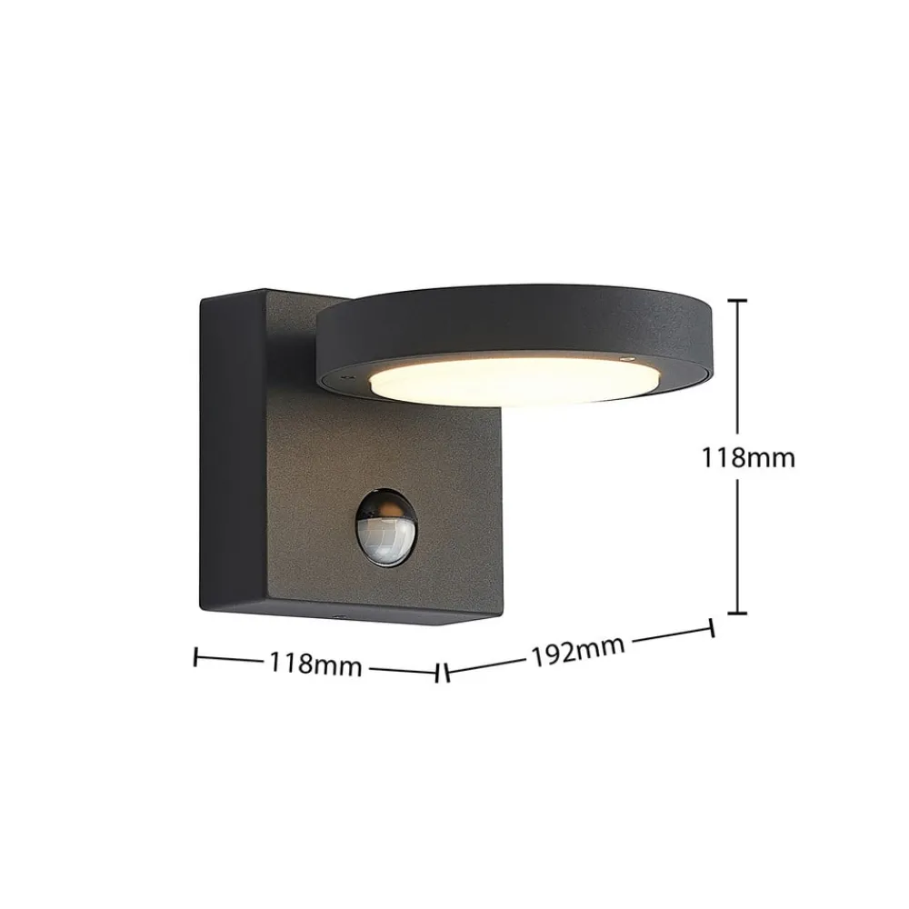Væglampe Med Sensor|Væglamper ^ Lucande udendørs LED-væglampe Belna, metal, sensor, IP54