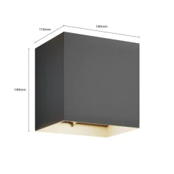 Lucande Terrassebelysning > udendørs LED-væglampe Evie, 14 cm, antracit, op/ned