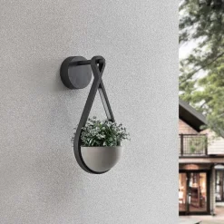 Lucande Terrassebelysning|Væglamper > udendørs LED-væglampe Florka, natursten, hængende kurv