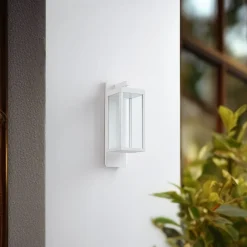 Terrassebelysning|Væglamper ^ Lucande udendørs LED-væglampe Ferdinand, hvid, metal, 38 cm