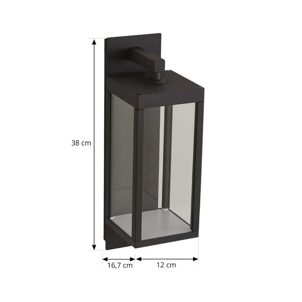 Lucande Terrassebelysning|Væglamper > udendørs LED-væglampe Ferdinand, grå, metal, 38 cm