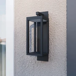 Terrassebelysning|Væglamper ^ Lucande udendørs LED-væglampe Ferdinand, sæt med 2, grå, 38 cm