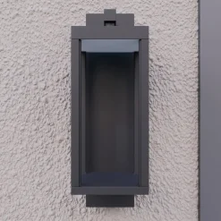 Terrassebelysning|Væglamper ^ Lucande udendørs LED-væglampe Ferdinand, sæt med 2, grå, 38 cm