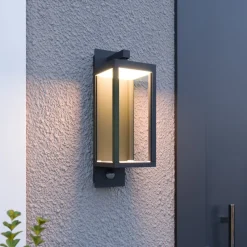 Lucande Væglampe Med Sensor|Væglamper > udendørs LED-væglampe Ferdinand, sensor, grå, 38 cm