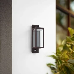 Væglampe Med Sensor|Terrassebelysning ^ Lucande udendørs LED-væglampe Ferdinand, rust, sensor, IP54