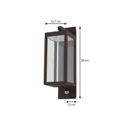 Væglampe Med Sensor|Terrassebelysning ^ Lucande udendørs LED-væglampe Ferdinand, rust, sensor, IP54