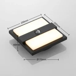 Lucande Væglamper > udendørs LED-væglampe Gylfi, 20 cm, sort, sensor