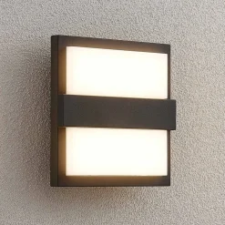 Terrassebelysning ^ Lucande udendørs LED-væglampe Gylfi, 20 cm, antracit, aluminium