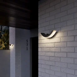 Lucande Terrassebelysning > udendørs LED-væglampe Half, 30 cm, antracit, IP54