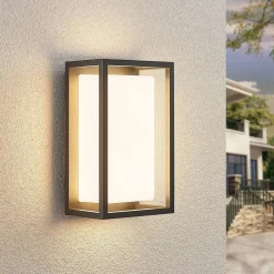 Væglamper ^ Lucande udendørs LED-væglampe Ilirian, antracit, aluminium, 15 cm