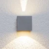 Lucande Terrassebelysning|Væglamper > udendørs LED-væglampe Jarno, sølv, metal, 9 cm
