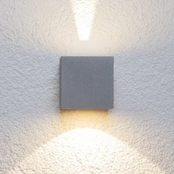 Lucande Terrassebelysning|Væglamper > udendørs LED-væglampe Jarno, sølv, metal, 9 cm