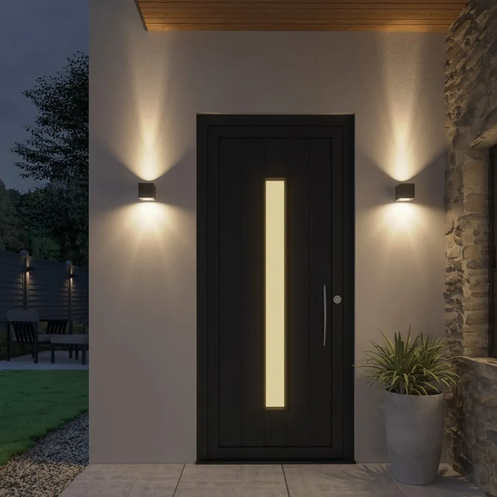 Lucande Terrassebelysning|Væglamper > udendørs LED-væglampe Jarno, antracit, metal, 9 cm