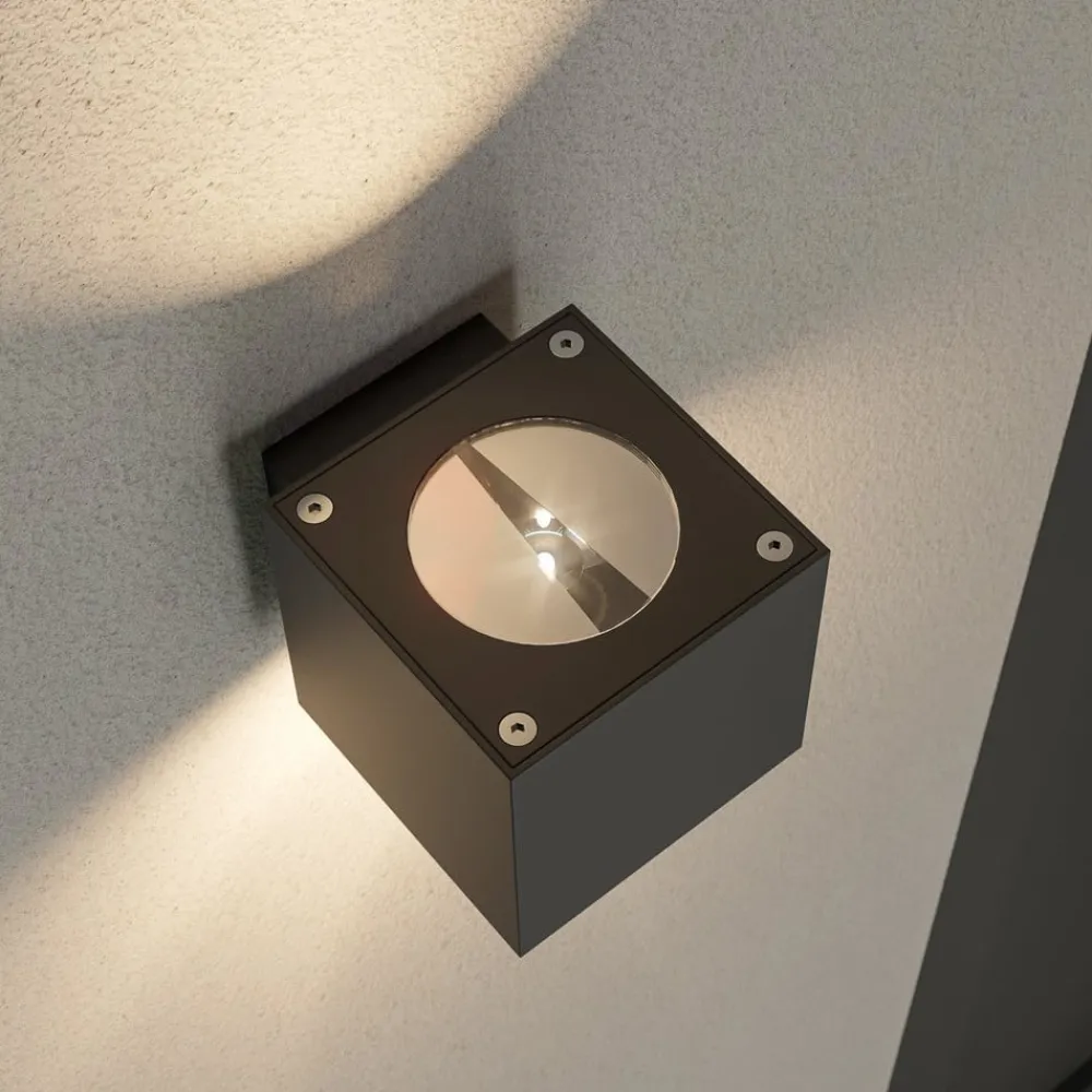 Lucande Terrassebelysning|Væglamper > udendørs LED-væglampe Jarno, antracit, metal, 9 cm