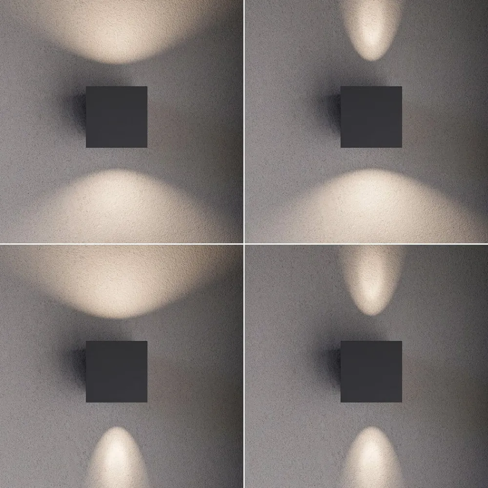 Lucande Terrassebelysning|Væglamper > udendørs LED-væglampe Jarno, antracit, metal, 9 cm