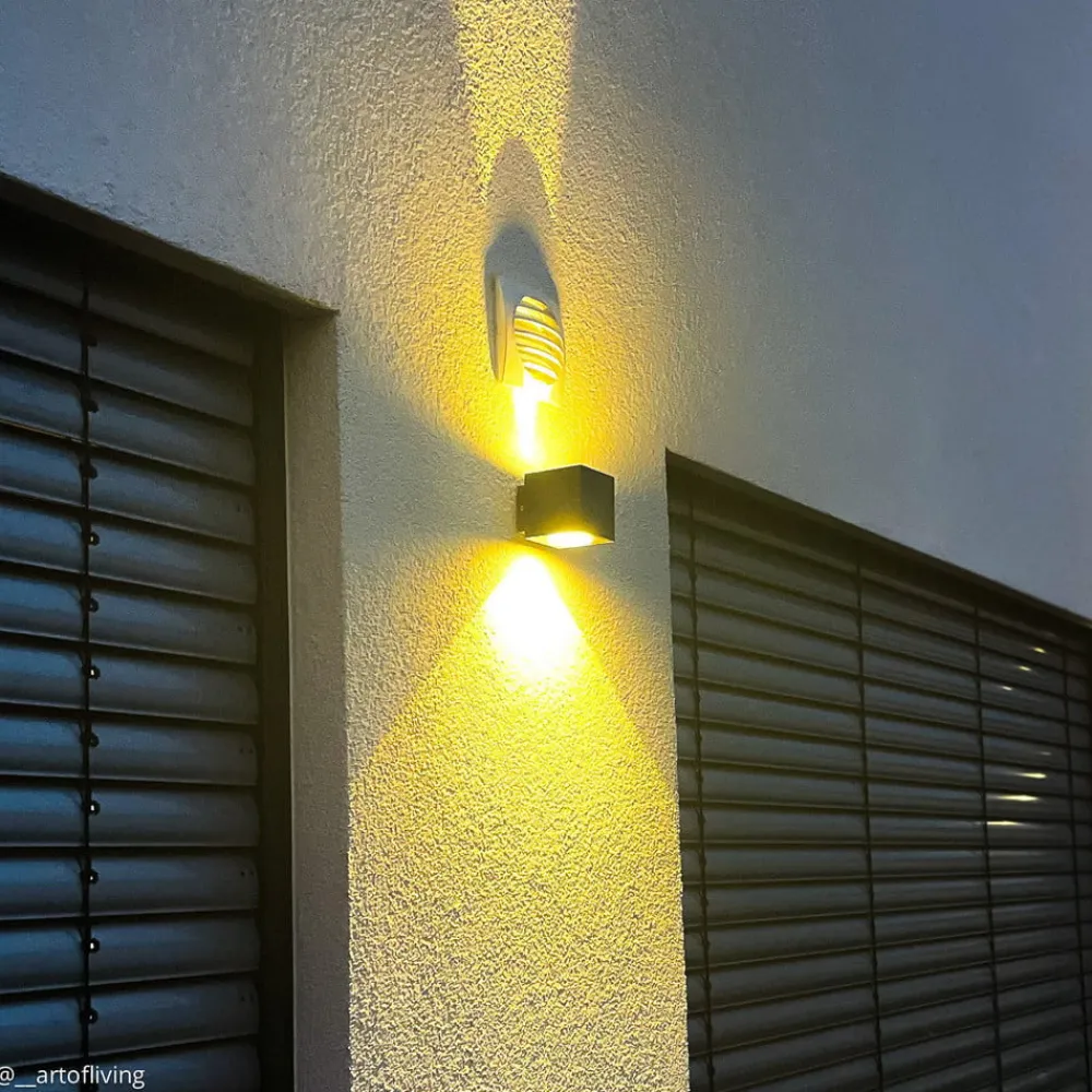 Lucande Terrassebelysning|Væglamper > udendørs LED-væglampe Jarno, antracit, metal, 9 cm