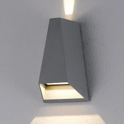 Lucande Terrassebelysning|Væglamper > udendørs LED-væglampe Jendrik, højde 17 cm, antracit