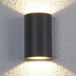 Terrassebelysning|Væglamper ^ Lucande udendørs LED-væglampe Jale, 16 cm, antracit, aluminium