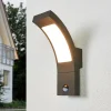 Væglampe Med Sensor|Væglamper ^ Lucande udendørs LED-væglampe Juvia, sensor, 27 cm, grå, IP54