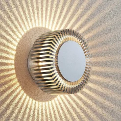 Terrassebelysning|Væglamper ^ Lucande udendørs LED-væglampe Keany, metal, Ø 16 cm, IP54