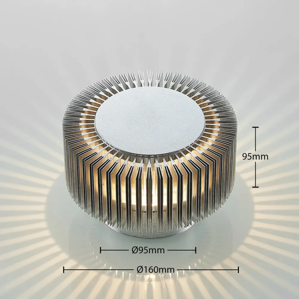 Terrassebelysning|Væglamper ^ Lucande udendørs LED-væglampe Keany, metal, Ø 16 cm, IP54