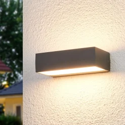 Terrassebelysning|Væglamper ^ Lucande udendørs LED-væglampe Lissi, 21 cm, antracit, IP54