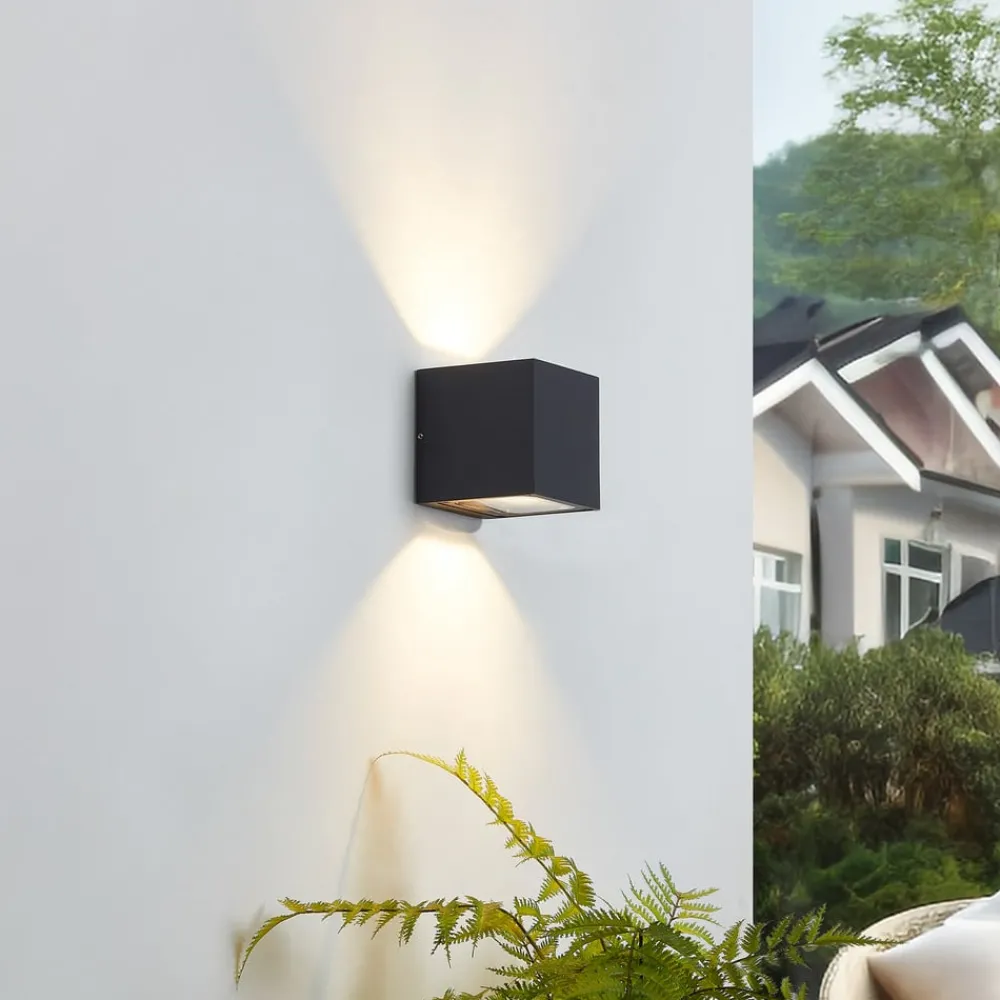 Væglamper ^ Lucande udendørs LED-væglampe Merjem, 12 cm, op/ned, IP54