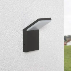 Lucande Terrassebelysning|Væglamper > udendørs LED-væglampe Nevio, 17 cm, antracit, aluminium