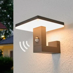 Lucande Væglampe Med Sensor|Terrassebelysning > udendørs LED-væglampe Olesia, 15 cm, sensor, IP54