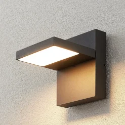 Lucande Terrassebelysning|Væglamper > udendørs LED-væglampe Silvan, antracit, IP65, 14 cm
