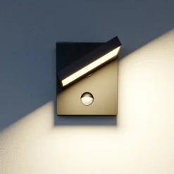 Lucande Væglampe Med Sensor|Terrassebelysning > udendørs LED-væglampe Silvan, antracit, sensor, IP54