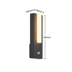 Lucande Væglampe Med Sensor|Terrassebelysning > udendørs LED-væglampe Virgalia, bevægelsessensor, IP54