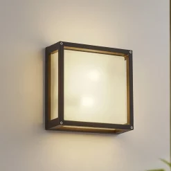 Lucande Væglampe Med Sensor|Terrassebelysning > udendørs væglampe Aurelien, antracit, sensor, 25x25 cm