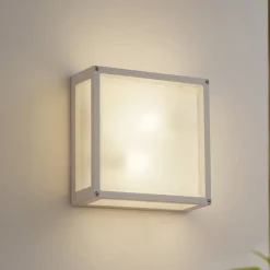 Væglampe Med Sensor|Terrassebelysning ^ Lucande udendørs væglampe Aurelien, hvid, sensor, 25 x 25 cm