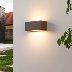 Lucande Terrassebelysning|Væglamper > udendørs væglampe Bente, rustfarvet, bredde 25 cm, IP54