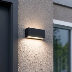 Terrassebelysning|Væglamper ^ Lucande udendørs væglampe Bente, antracit, bredde 25 cm, IP54