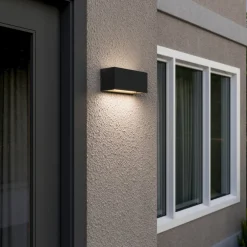 Terrassebelysning|Væglamper ^ Lucande udendørs væglampe Bente, antracit, bredde 25 cm, IP54