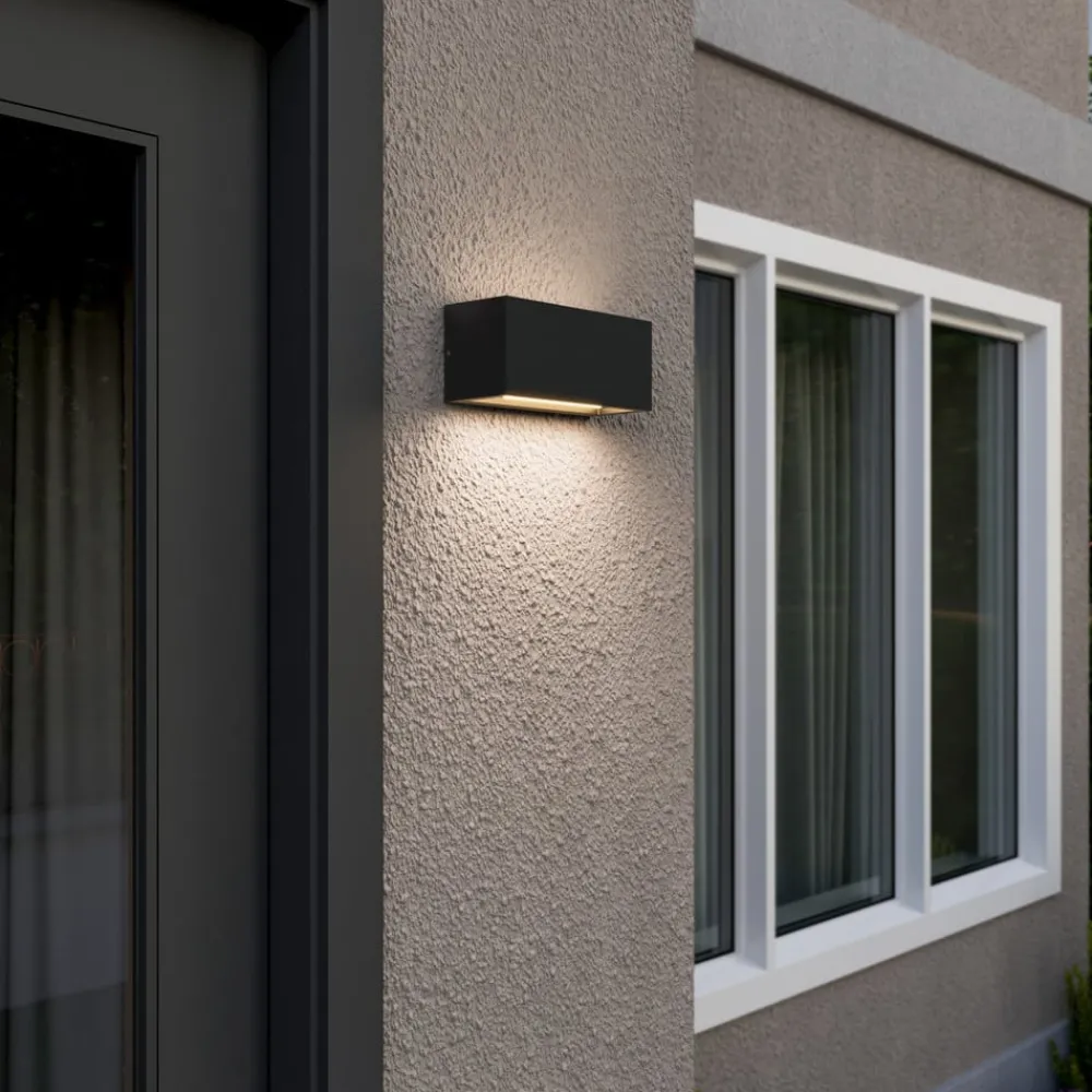Terrassebelysning|Væglamper ^ Lucande udendørs væglampe Bente, antracit, bredde 25 cm, IP54