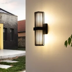 Terrassebelysning|Væglamper ^ Lucande udendørs væglampe Chandan, antracit, 2 lyskilder, IP54