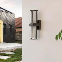 Terrassebelysning|Væglamper ^ Lucande udendørs væglampe Chandan, antracit, 2 lyskilder, IP54