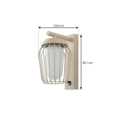 Lucande Væglampe Med Sensor|Terrassebelysning > udendørs væglampe Chandan, 30 cm, beige, sensor, IP44