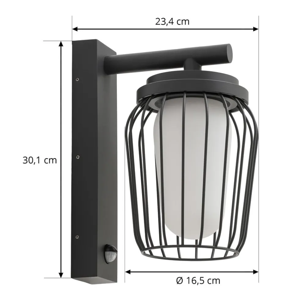 Væglampe Med Sensor|Væglamper ^ Lucande udendørs væglampe Chandan, 30 cm, antracit, sensor