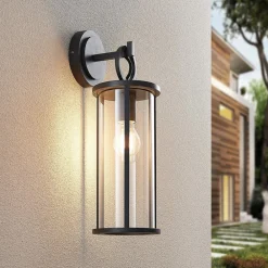 Lucande Terrassebelysning|Væglamper > udendørs væglampe Emmeline, klar, aluminium, højde 45 cm