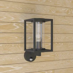 Væglampe Med Sensor|Væglamper ^ Lucande udendørs væglampe Ferda, sensor, opretstående antracit IP44