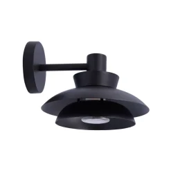Terrassebelysning|Væglamper ^ Lucande udendørs væglampe Thais, sort, metal, Ø 25 cm