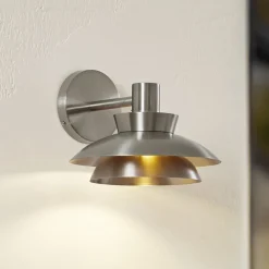 Terrassebelysning|Væglamper ^ Lucande udendørs væglampe Thais, stål, Ø 25 cm
