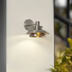 Terrassebelysning|Væglamper ^ Lucande udendørs væglampe Thais, stål, Ø 25 cm